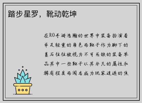 踏步星罗，靴动乾坤